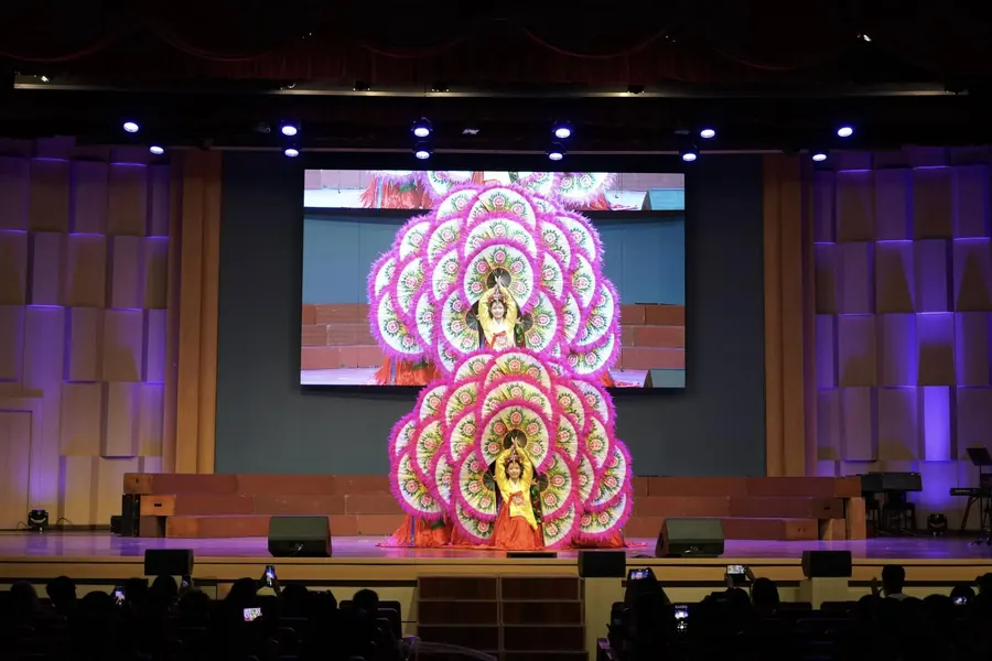 The main stage during a fan dance performance